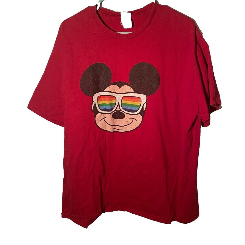 Disney Mickey Mouse Rainbow Sunglasses Unisex Heavy Cotton T-Shirt 3X